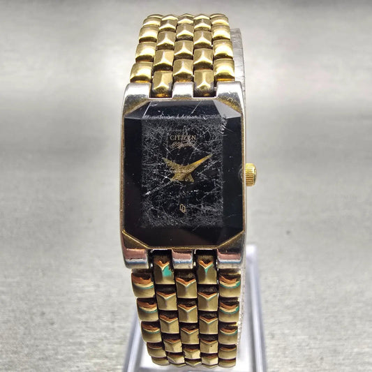 Citizen Elegance Watch Women 15mm Black Dial Gold Tone 5421-S17764 New Battery0