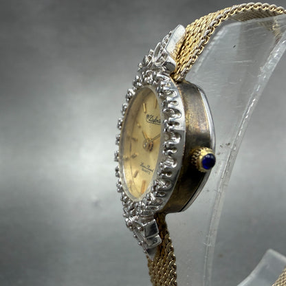 Lucien Piccard Dufonte Watch Women 17mm Champagne Dial Gold Diamond Bezel NewBat2