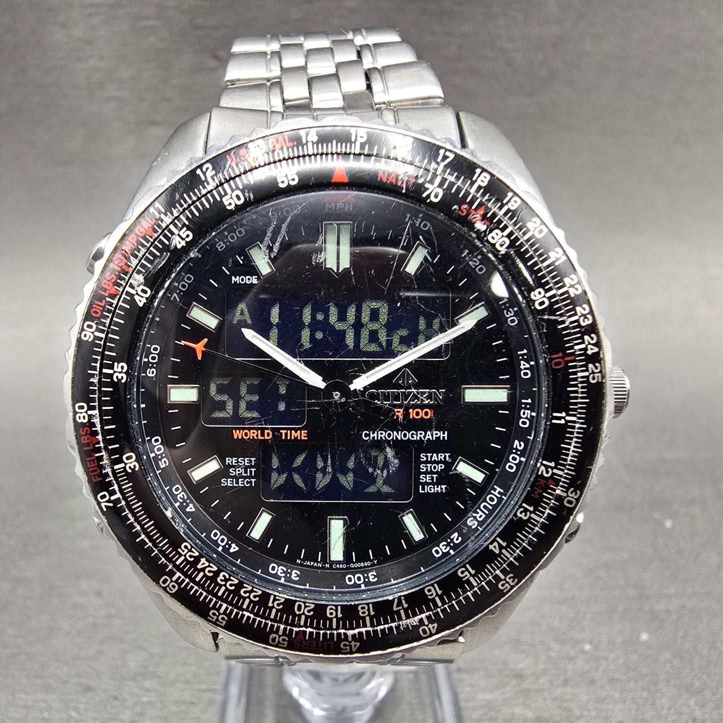 Citizen Promaster Wingman Watch Men 41mm Black Dial Steel Ani Digi READ!! NewBat0