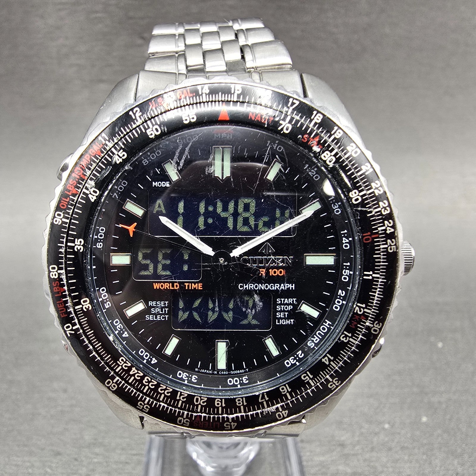 Citizen Promaster Wingman Watch Men 41mm Black Dial Steel Ani Digi READ!! NewBat0