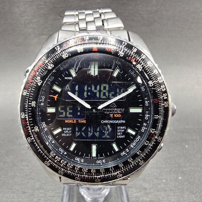 Citizen Promaster Wingman Watch Men 41mm Black Dial Steel Ani Digi READ!! NewBat0