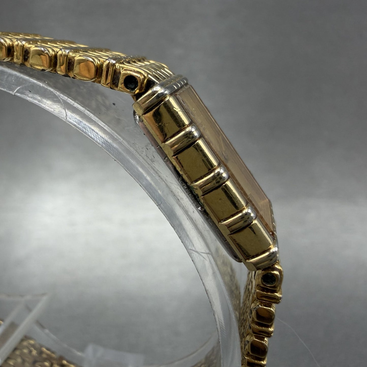 Seiko Tank Watch Women 12mm Champagne Dial Gold Tone 2e205079 New Battery3