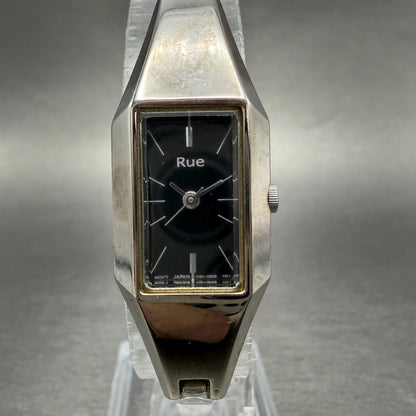 Seiko ALBA Rue Watch Women 17mm Black Dial Silver Rectangle Y151-5E20 New batt0