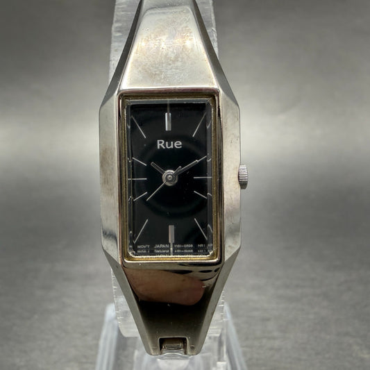 Seiko ALBA Rue Watch Women 17mm Black Dial Silver Rectangle Y151-5E20 New batt0
