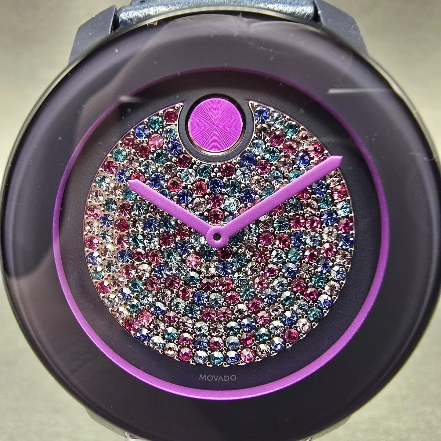 Movado Bold Watch Women 36mm Purple Dial Purple Tone Round 3600263 New Battery1