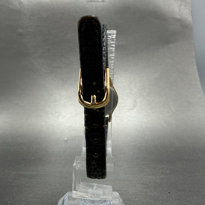 Seiko Watch Women 20mm Black Dial Gold Tone Round Vintage 2y01-0a10 New Battery7