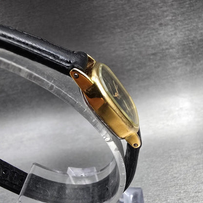 Citizen CQ Watch Women 17mm Black Dial Gold Tone Rectangle 5920-S49810 New Batt93