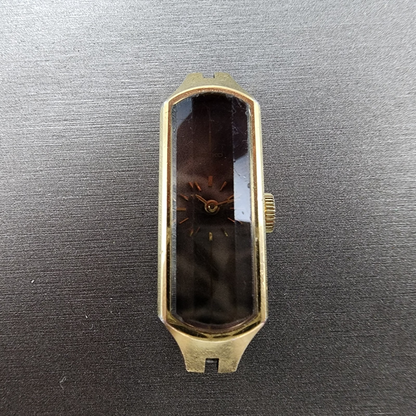 Seiko Tank Watch Women 13mm Gray Dial Gold Tone Manual Vintage 15203666 Runs1