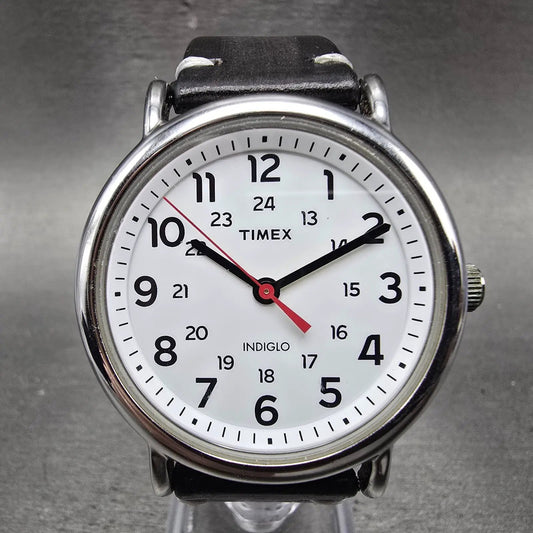 Timex Weekender Watch Men 38mm White Dial Silver Tone Round New Battery JWSD0
