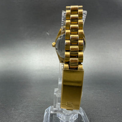 Gruen President Watch Women 26mm Gold Dial Gold Tone Date Round New Battery7