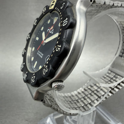 Fila Dive Watch Men 38mm Black Dial Silver Tone Round Date New Battery2