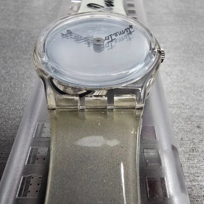 Swatch Time to Reflect Watch Men 34mm Silver Dial Clear Case GZ143 New Batt NOS07