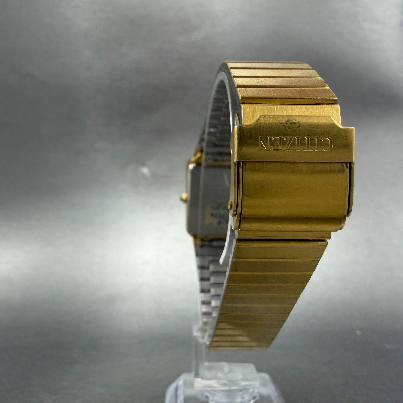 Citizen CQ Tank Watch Unisex 25mm Blue Dial Gold Tone Rectangle New Battery7