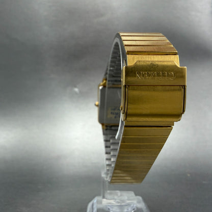 Citizen CQ Tank Watch Unisex 25mm Blue Dial Gold Tone Rectangle New Battery7