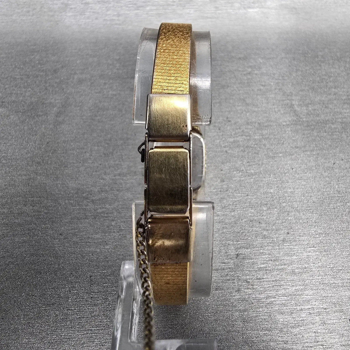 Seiko Watch Women 17mm Brown Dial Gold Tone Rectangle 2C20-5789 New Battery JP347