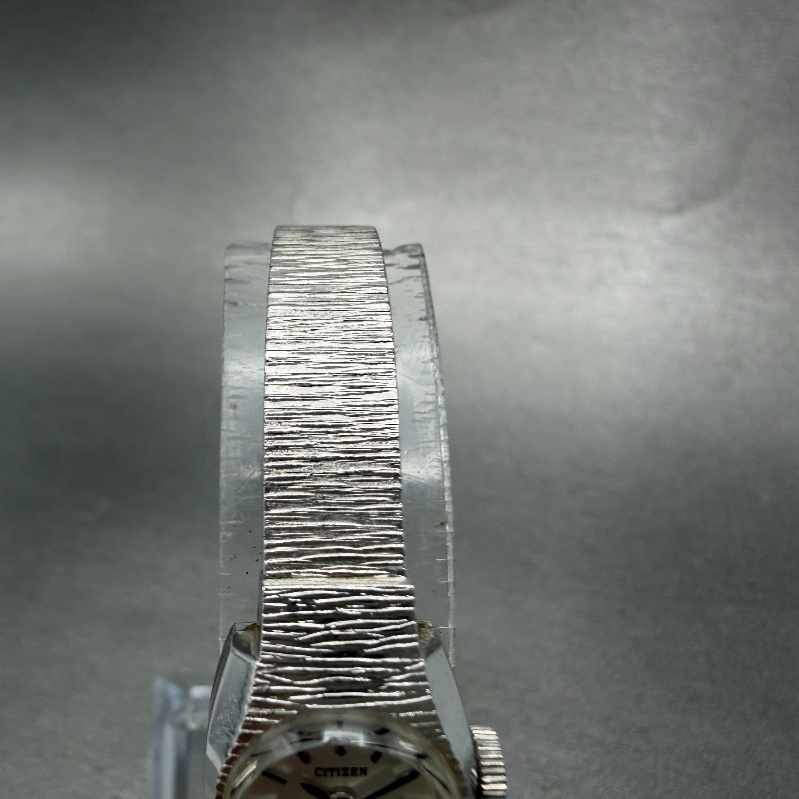 Citizen Watch Women 16mm Silver Dial Silver Tone Manual Rectangle 4-672917 Runs4