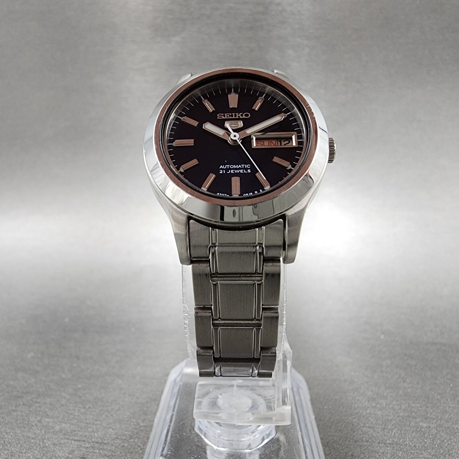 Seiko 5 Watch Women 25mm Blue Dial Steel Dadyate Round Automatic Runs 420701F05
