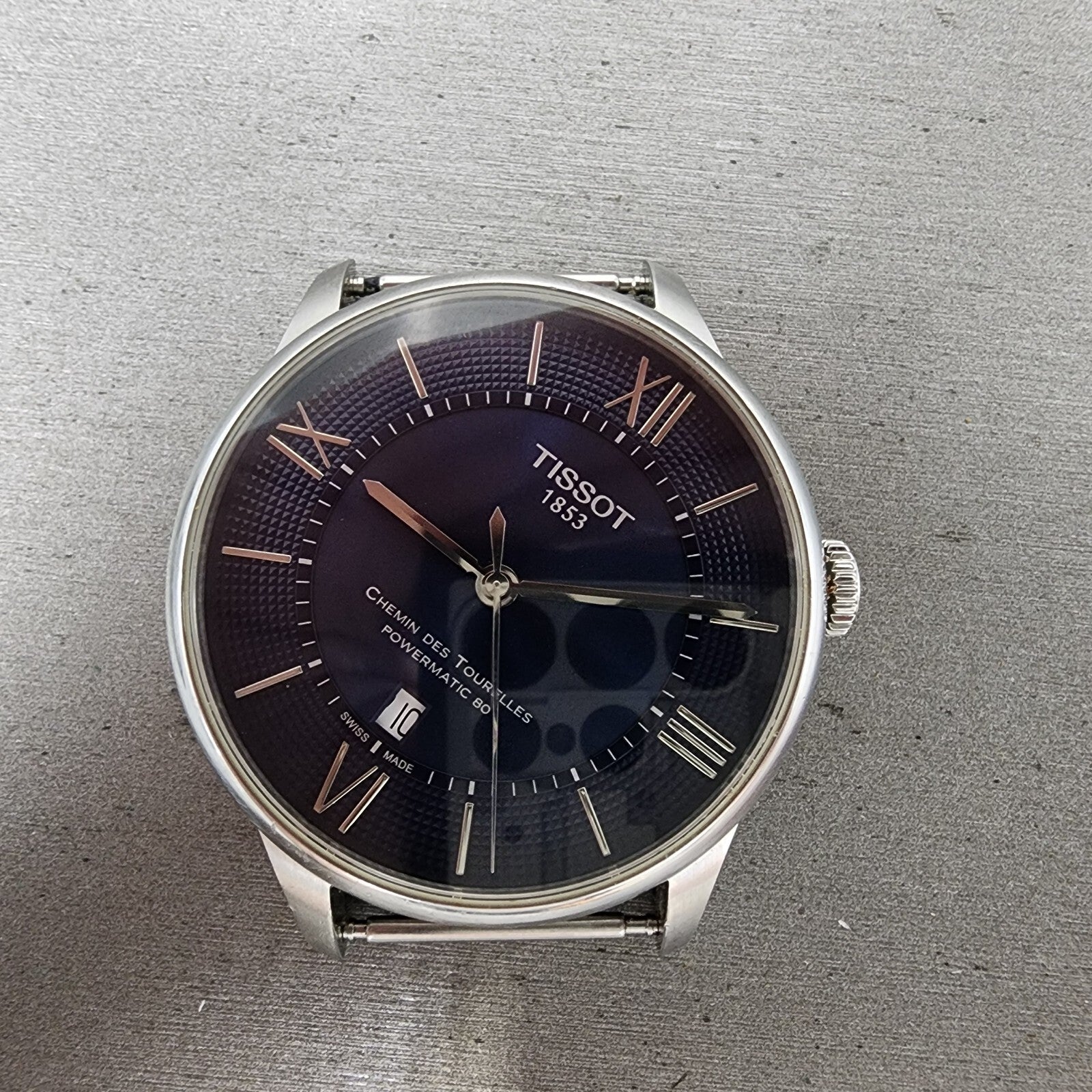 Tissot Chemin Des Tourelles Powermatic 80 Watch Men Blue Dial Steel Date READ!!0