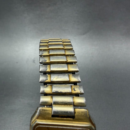 Seiko Tank Watch Men 28mm Gold Dial Gold Tone Rectangle 7N33-5028 New Battery 764
