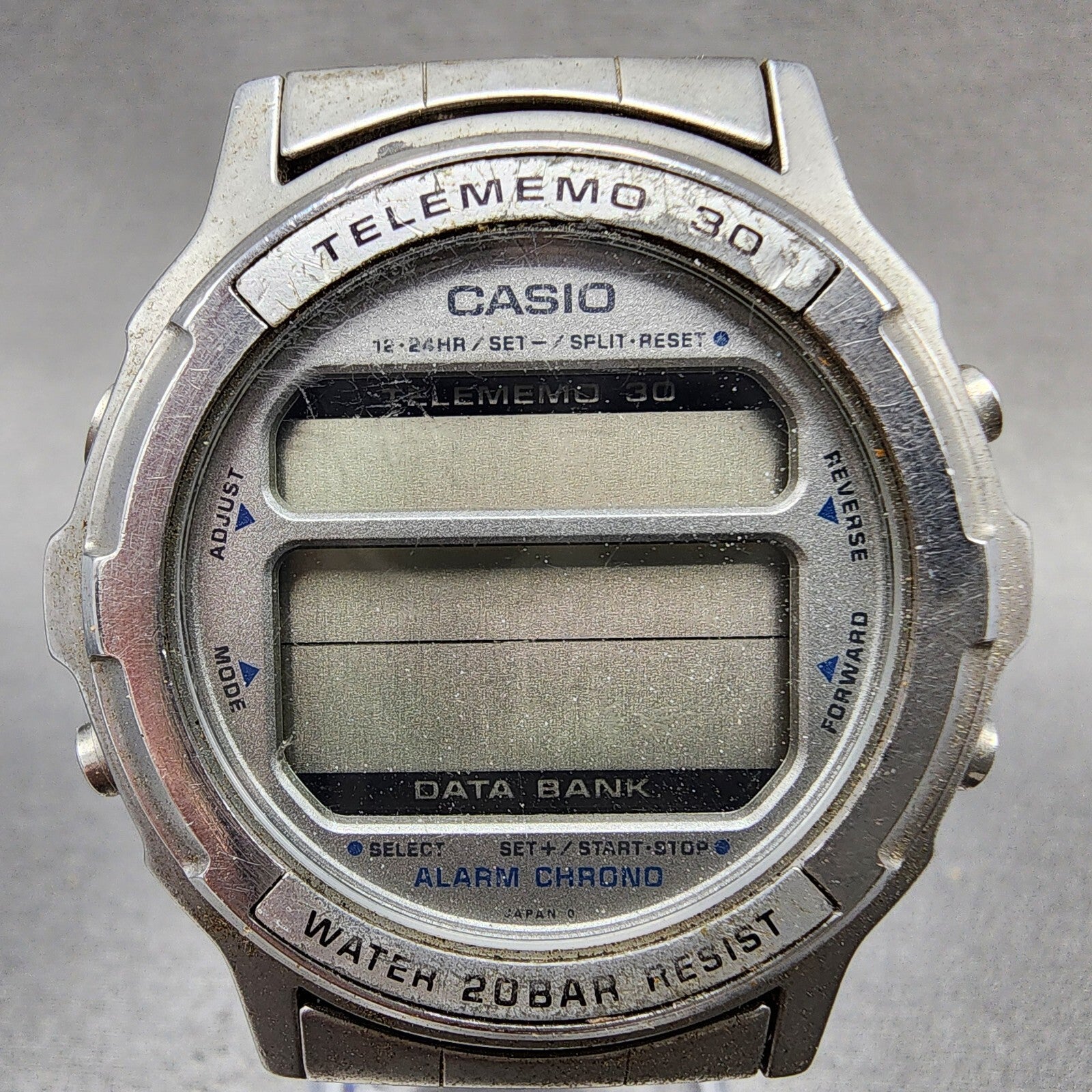 Casio DW3600 Telememo 30 Watch Men 41mm Digital Steel Round VTG PARTS2