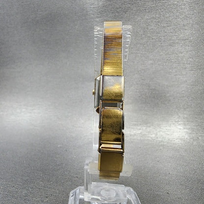 Seiko Tank Watch Women 14mm Brown Dial Gold Tone Rectangle 2e205099 New Battery7