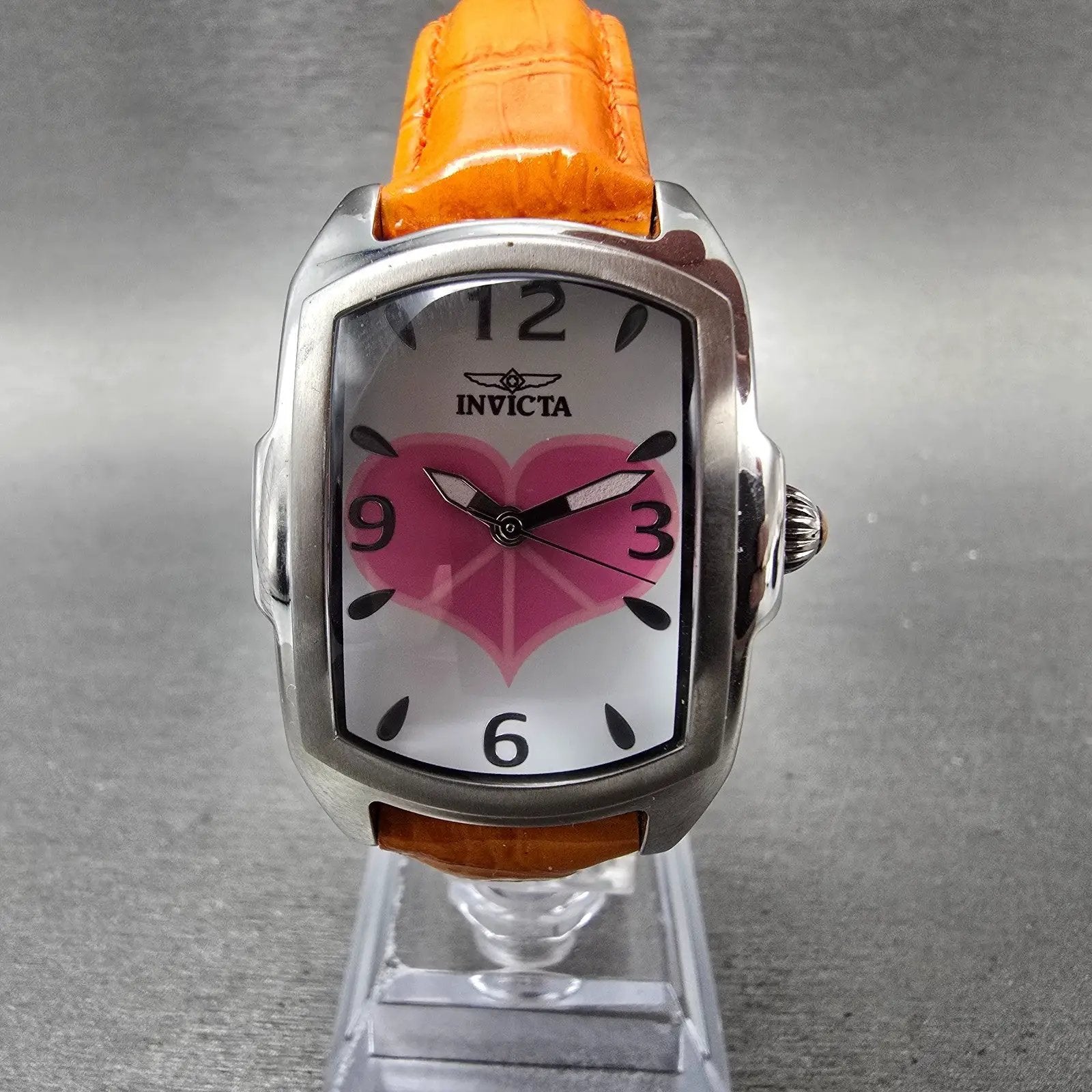 Invicta Lupah Watch Women 29mm White Dial Silver Tone 19840 New Batt Pink HeartO0
