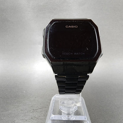 Casio A168 Touch Watch Men 36mm Black Dial Black Tone Octagon New Battery4