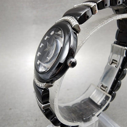 Wittnauer Watch Women 24mm Black Dial Black Ceramic Diamond Accent New Battery2