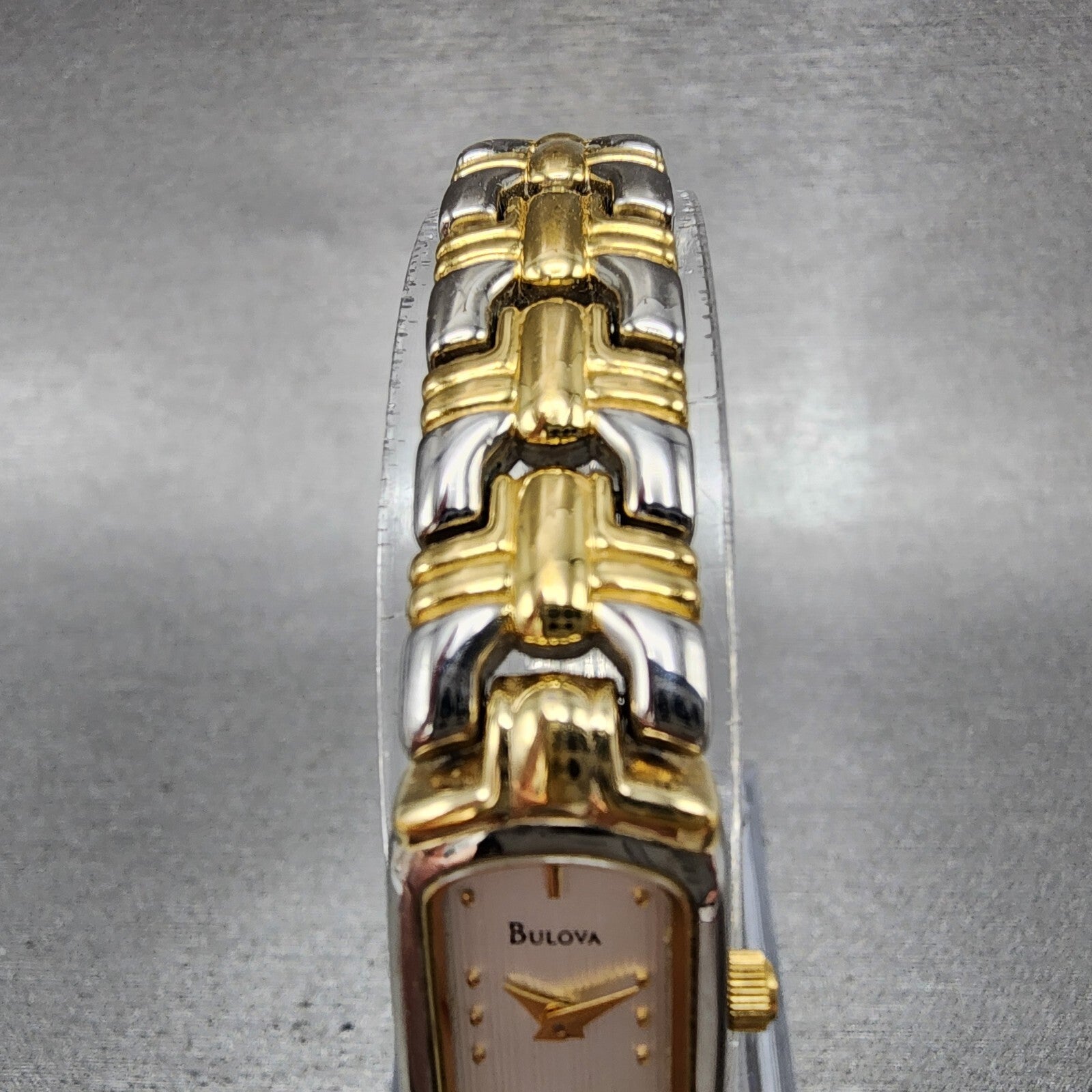Bulova Watch Women 13mm Silver Dial Two Tone Rectangle 98L49 New Battery4