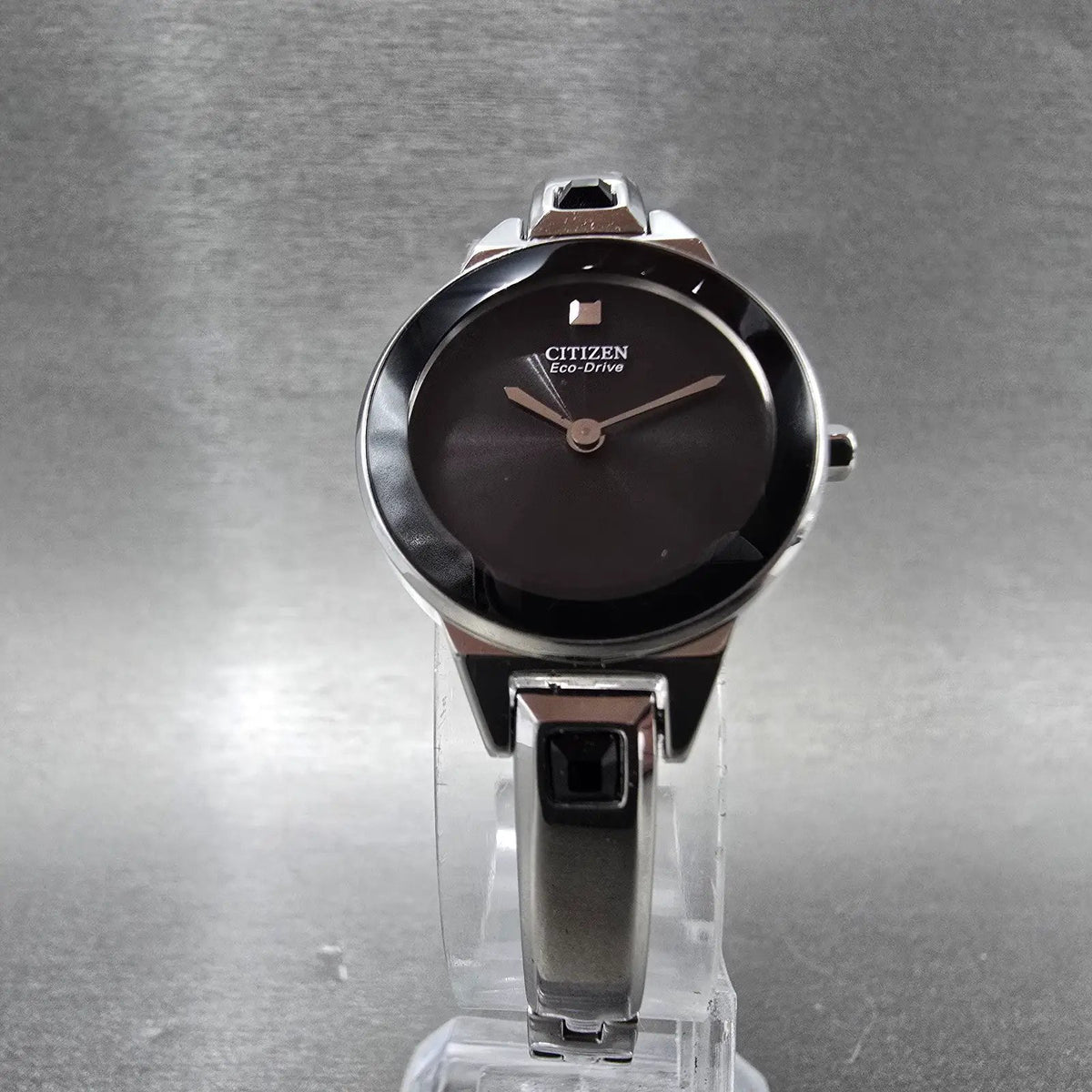 Citizen Eco-Drive Watch Women 23mm Black Dial Silver Round B023-S089824 Runs5