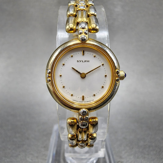 Citizen Sylph Watch Women 19mm White Dial Gold Tone Round 2200241797 New Batt0