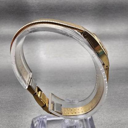Seiko Watch Women 16mm Gold Dial Gold Tone Oval 2C20-5309 New Battery Vintage8