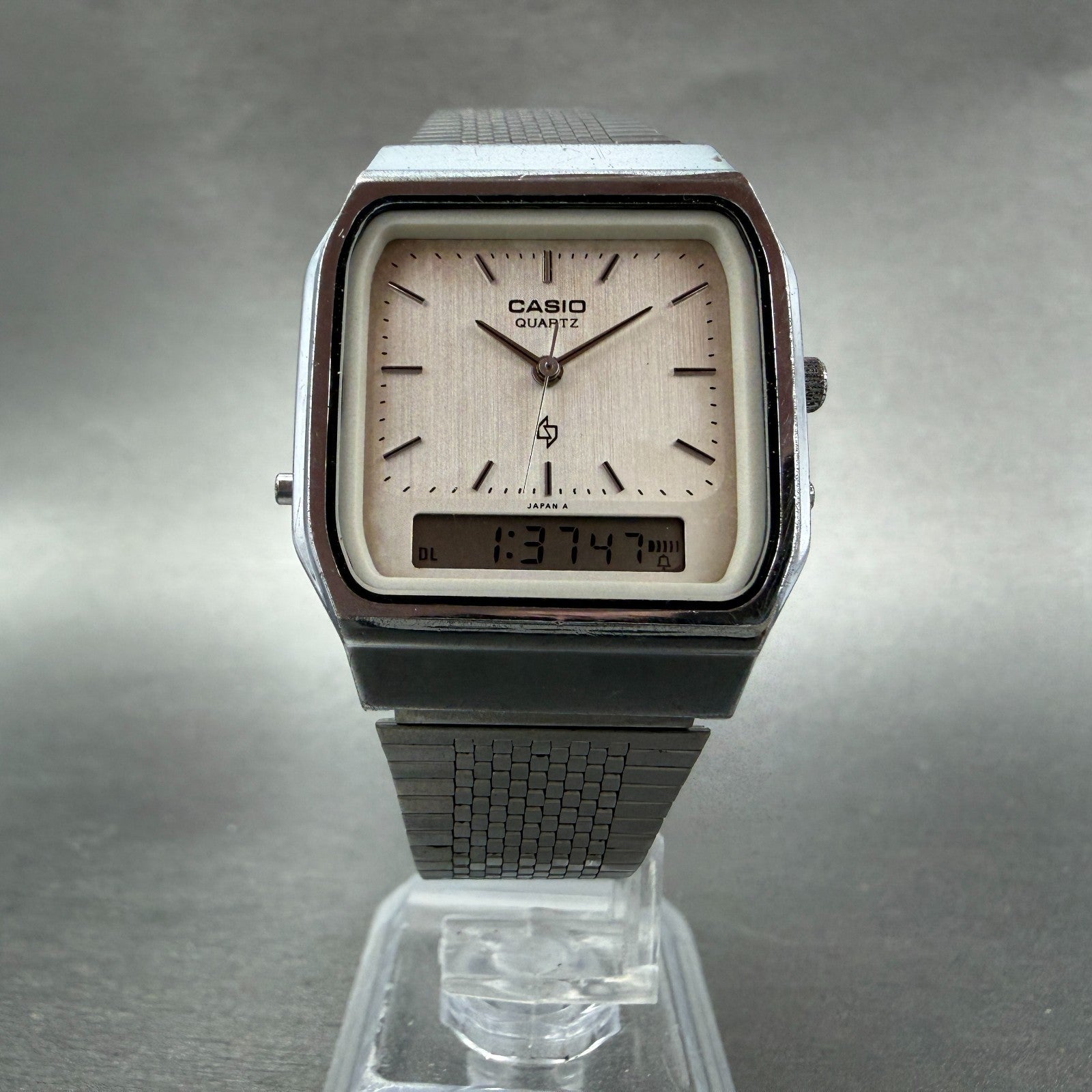 Casio AQ-330 Watch Men 31mm White Dial Silver Tone Alarm Chrono New Battery5