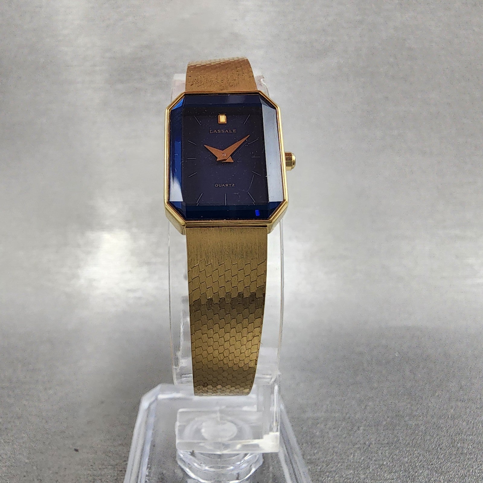 Seiko Lassle Tank Watch Women 16mm Blue Dial Gold Tone 4n005409 PARTS6