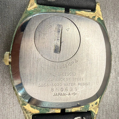 Seiko King Quartz Watch Men 34mm Champagne Dial Gold Daydate 5856-5020 New Batt10