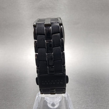 Skagen Tank Watch Women 27mm Silver Dial Black Case Daydate Rectangle New BAtt