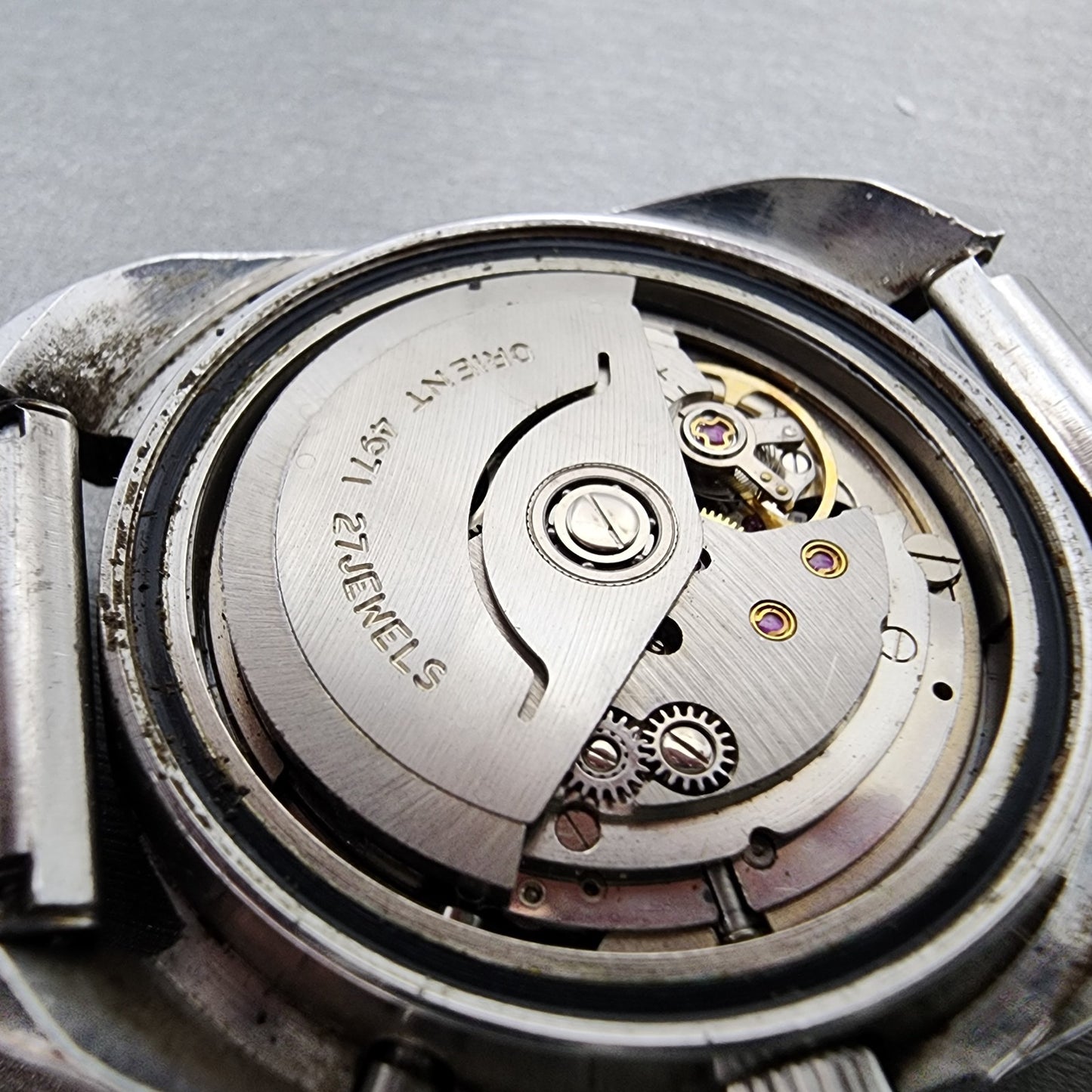 Orient AAA Deluxe Watch Men 37mm White Dial Silver Tone Daydate Cushion PARTS11