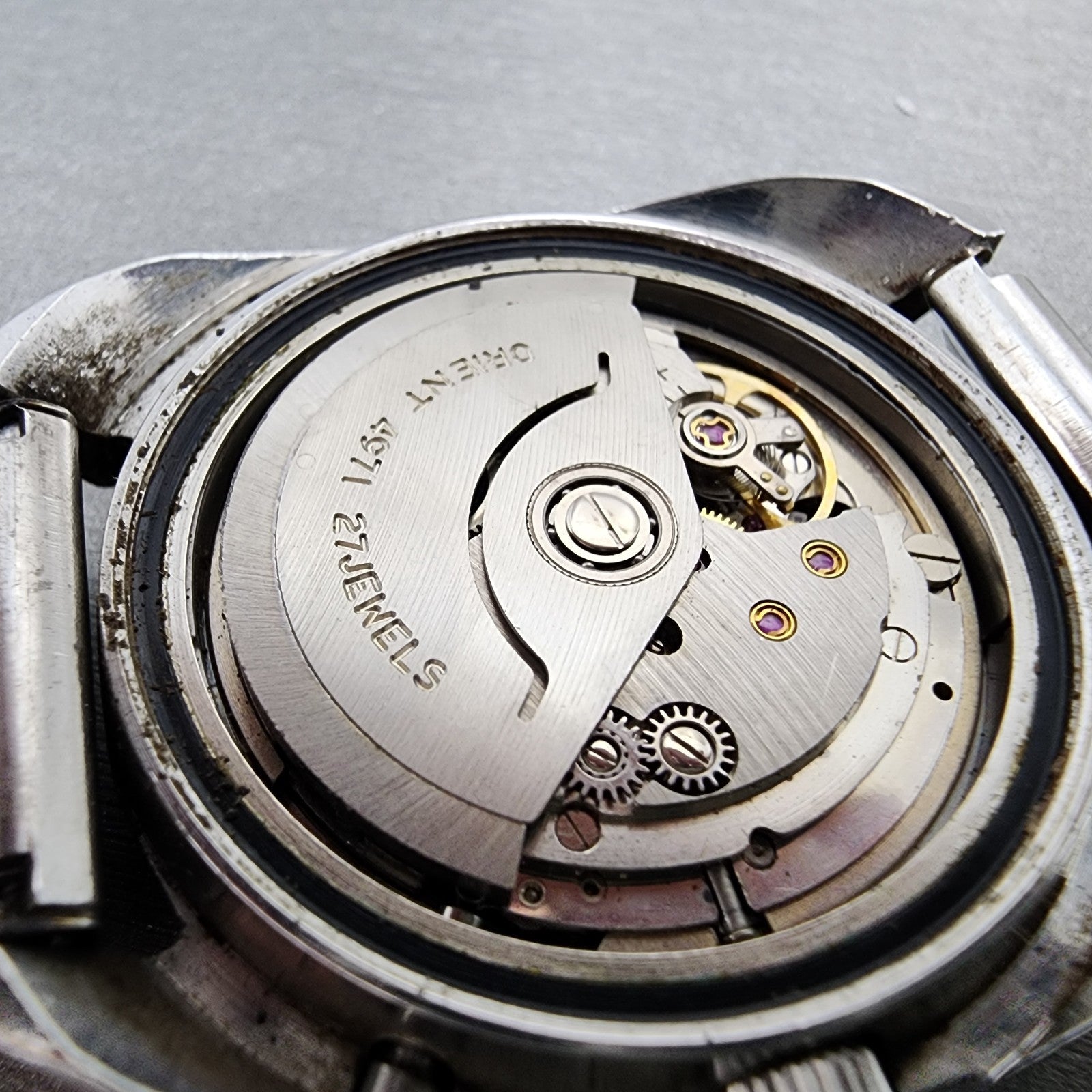 Orient AAA Deluxe Watch Men 37mm White Dial Silver Tone Daydate Cushion PARTS11