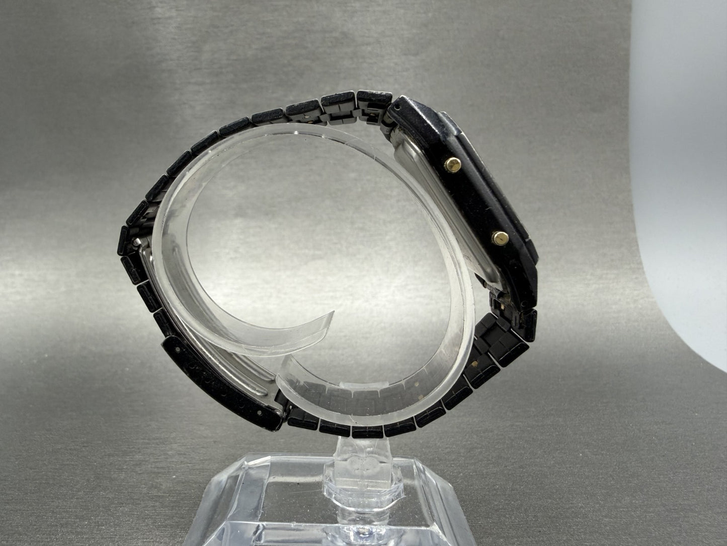 Pulsar Analog Digital Watch Men 30mm Black Dial Black Gold Chrono READ!!! V0318