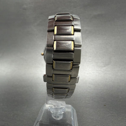 Seiko Watch Men 35mm Black Dial Two Tone Date Round 7N39-08D0 New Battery7