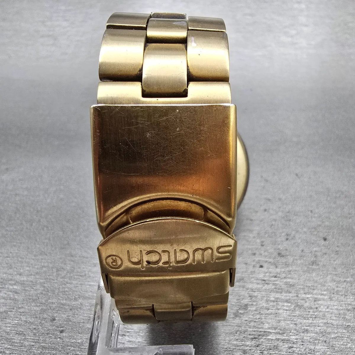 Swatch Irony Full-Blooded Gold Watch Men 42mm Gold Dial SVCK4032G New Battery 547