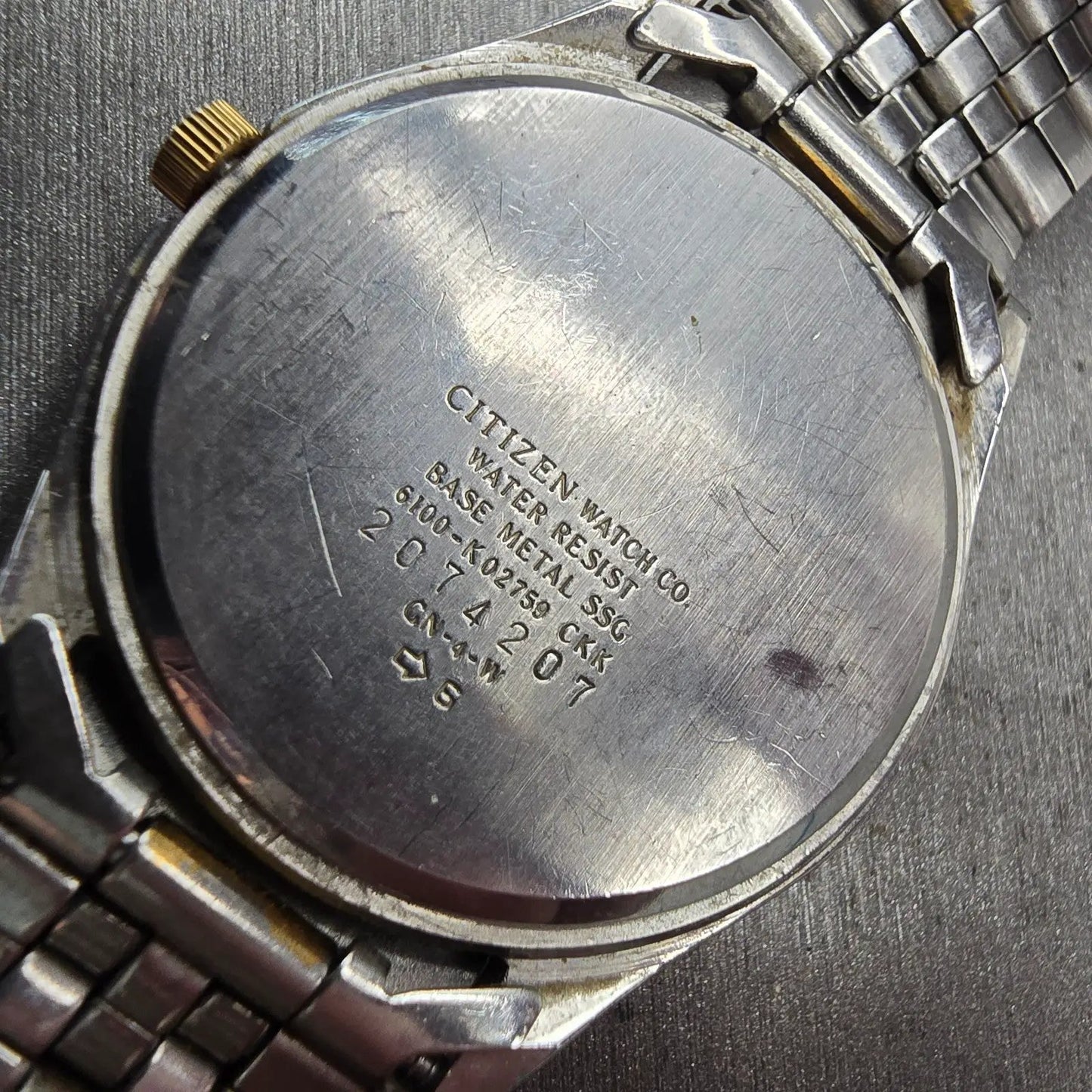 Citizen CQ Watch Men 34mm Gray Dial Two Tone Daydate 6100-K02759 New Battery VTG10