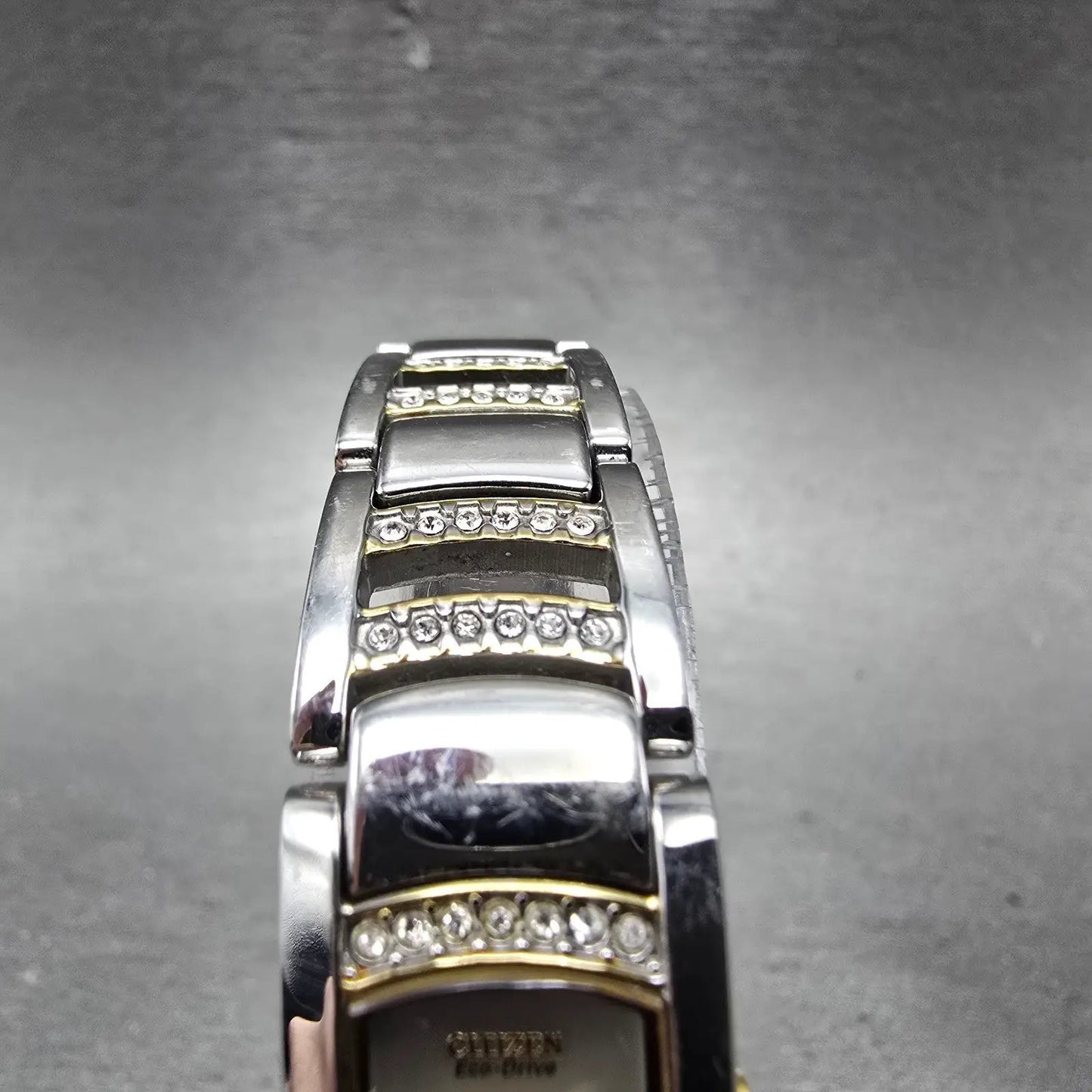 Citizen Tank Watch Women 15mm MOP Dial Two Tone Rectangle G620-S074866 Runs4