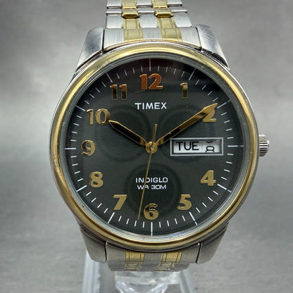 Timex Charles Street Watch Men 36mm Gray Dial Two Tone Daydate T26481 NewBattery0