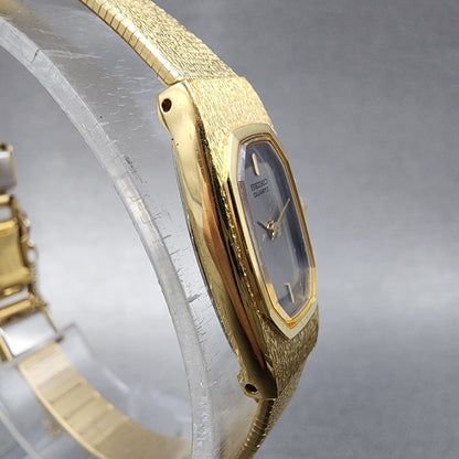 Seiko Watch Women 13mm Gray Dial Gold Tone Rectangle 2E205850 New Battery3
