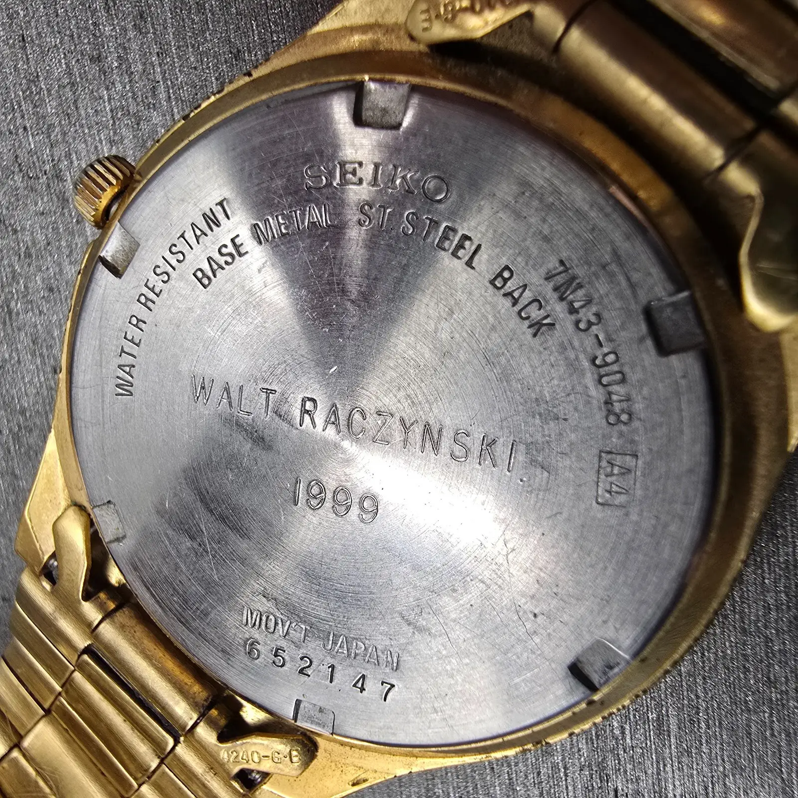Seiko Watch Men 36mm Luminous Dial Gold Tone Daydate Round 7N43-9048 New Battery10