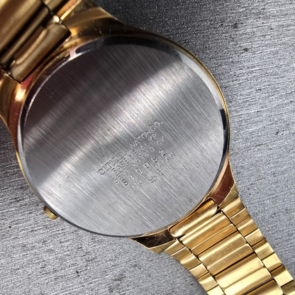 Citizen CQ Watch Men 34mm Black Dial Gold Tone Round 5520-K03810 New Battery JP10