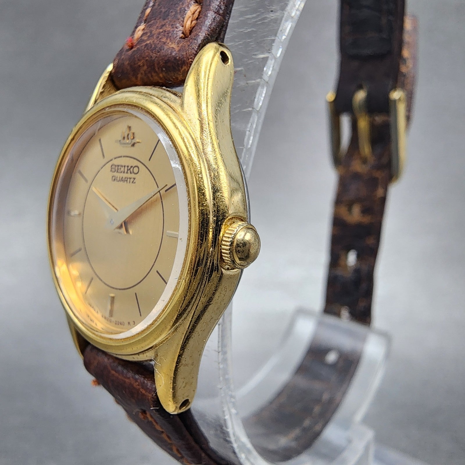 Seiko Watch Women 21mm Champagne Dial Gold Tone Round 4n000600 New Battery2