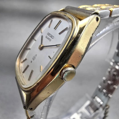 Seiko Watch Women 24mm Silver Dial Gold Tone Oval 4130-5160 New Battery Vintage2