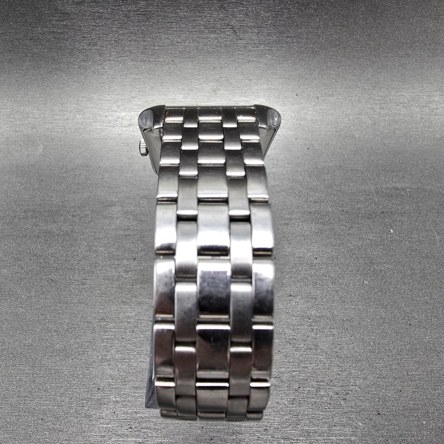Emporio Armani Tank Watch Men 35mm White Dial Steel Date Rectangle New Battery D7